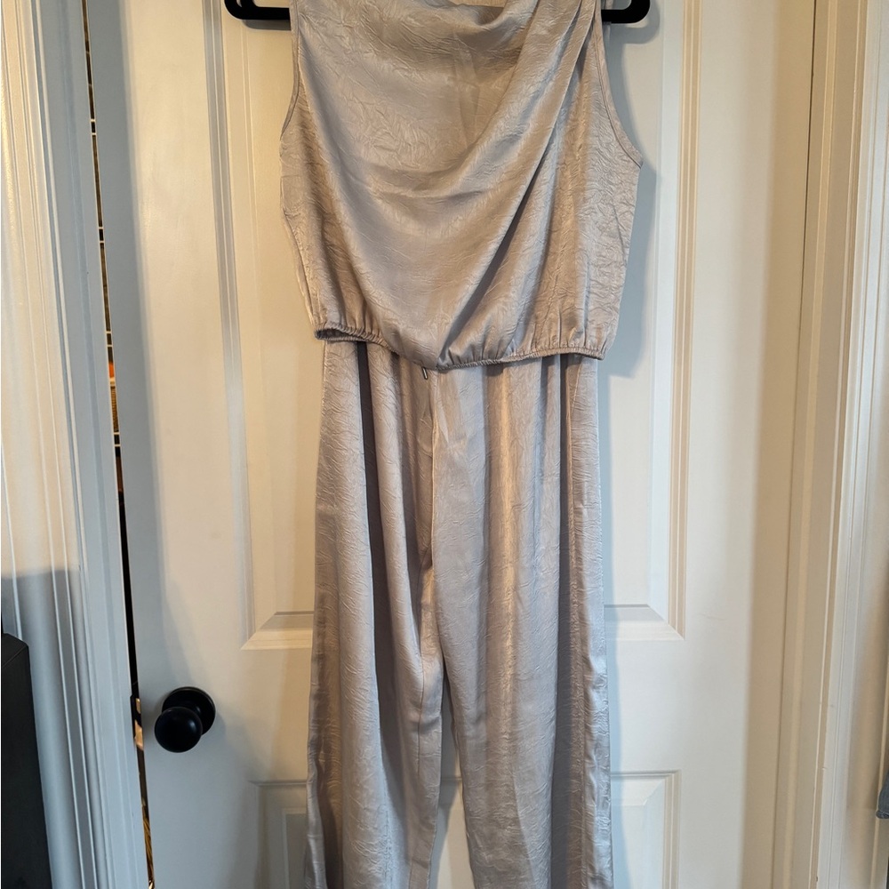 Elegant Champagne Satin Jumpsuit